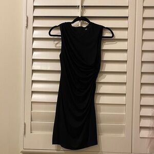 Zara Black Sleeveless Draped Mini Dress